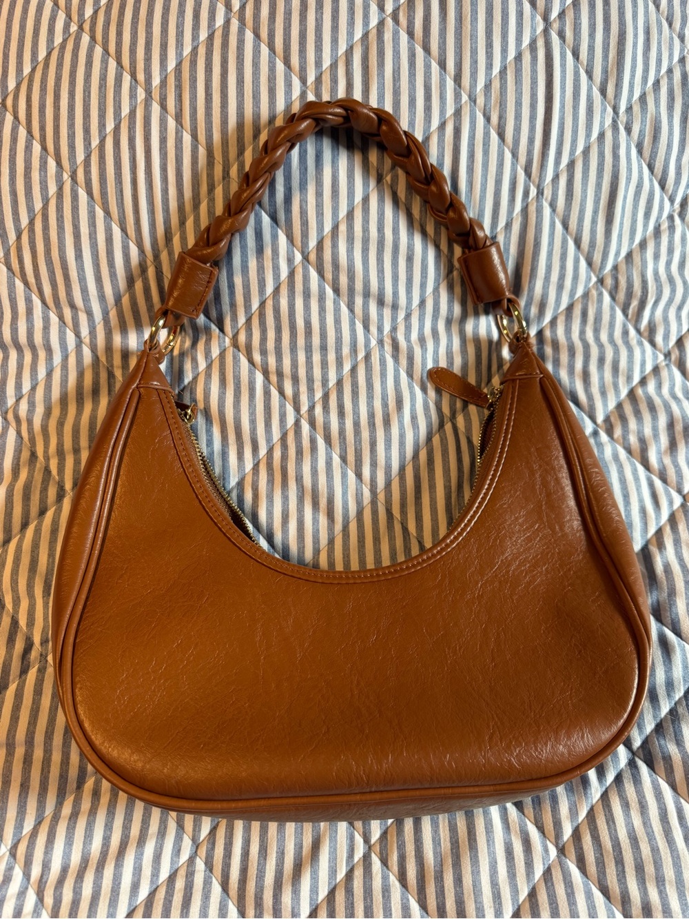 Antik Kraft Braided-Handle Shoulder Bag - Cognac Brown